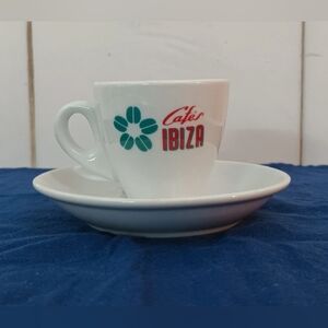 Cafes Ibiza White Espresso Cup and Saucer